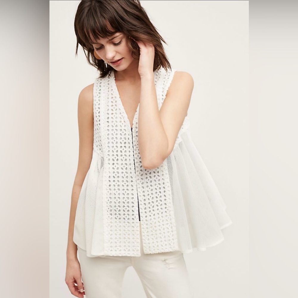 Anthropologie- Elevenses Mona Eyelet Vest